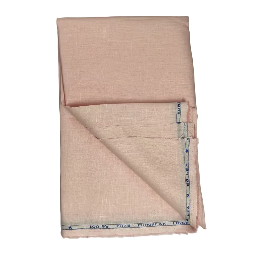 Light Pink 100% Pure Linen 60 lea x 60 Lea Shirting Unstiched Fabric NN-5-60 LEA