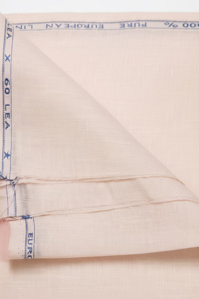 Light Pink 100% Pure Linen 60 lea x 60 Lea Shirting Unstiched Fabric NN-5-60 LEA