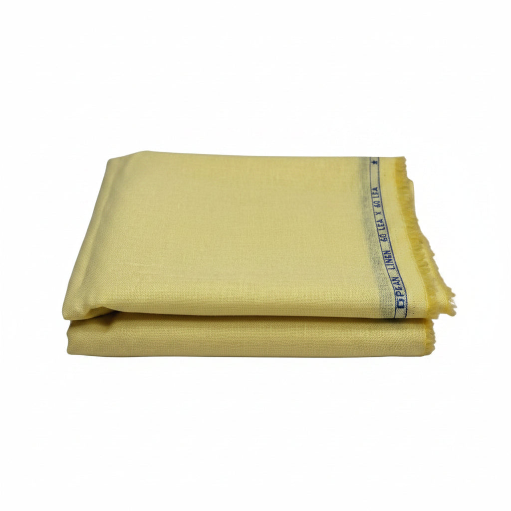Butter YEllow 100% Pure Linen 60 lea x 60 Lea Shirting Unstiched Fabric NN-3-60 LEA