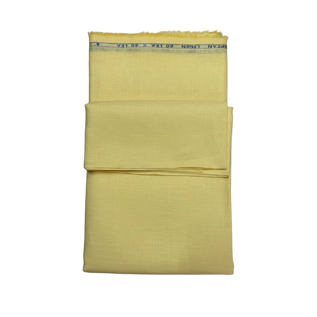 Butter YEllow 100% Pure Linen 60 lea x 60 Lea Shirting Unstiched Fabric NN-3-60 LEA