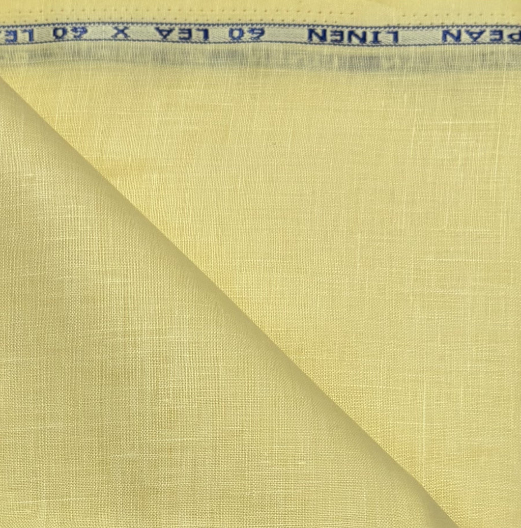 Butter YEllow 100% Pure Linen 60 lea x 60 Lea Shirting Unstiched Fabric NN-3-60 LEA