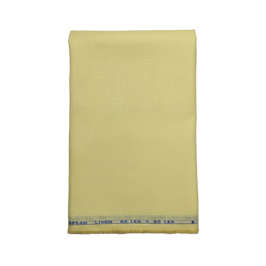 Butter YEllow 100% Pure Linen 60 lea x 60 Lea Shirting Unstiched Fabric NN-3-60 LEA