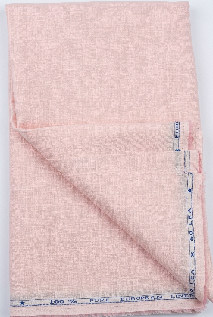 Light Pink 100% Pure Linen 60 lea x 60 Lea Shirting Unstiched Fabric NN-5-60 LEA