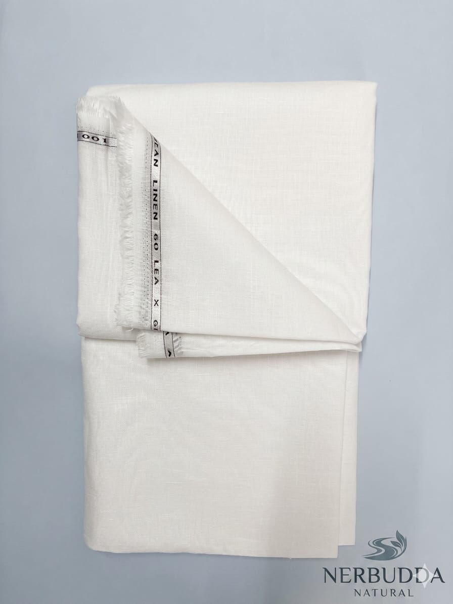 Pure White 100% Pure Linen 60 lea x 60 Lea Shirting Unstiched Fabric NN-1-60 LEA