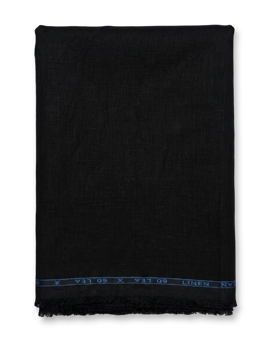 Black 100% Pure Linen 60 lea x 60 Lea Shirting Unstiched Fabric NN-2-60 LEA