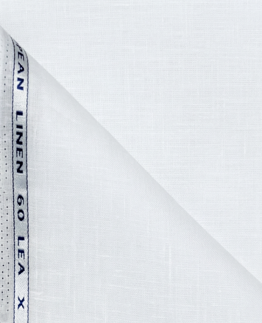 Pure White 100% Pure Linen 60 lea x 60 Lea Shirting Unstiched Fabric NN-1-60 LEA