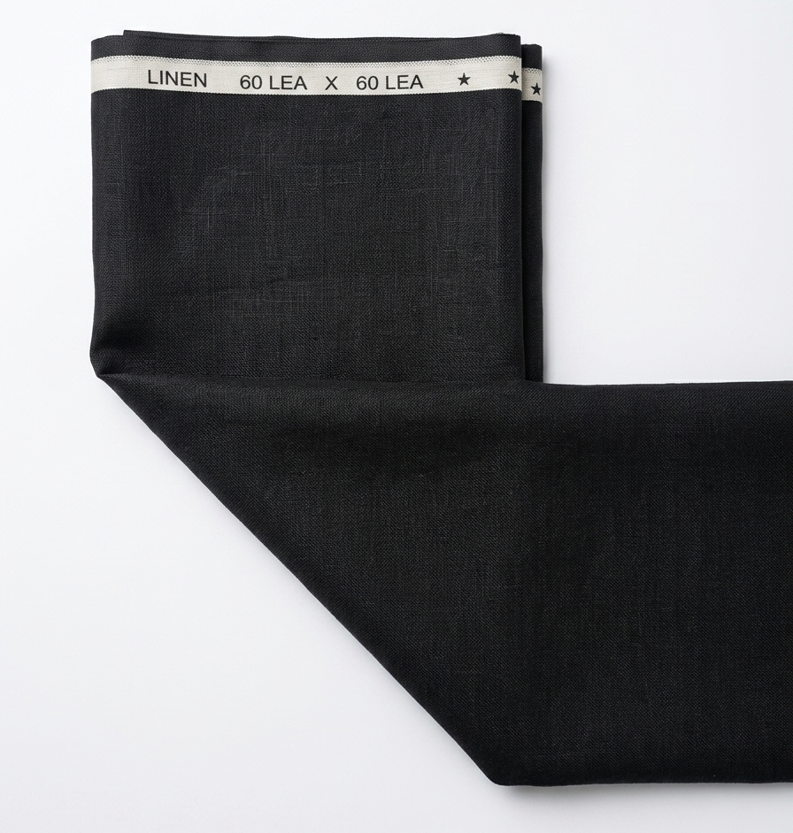 Black 100% Pure Linen 60 lea x 60 Lea Shirting Unstiched Fabric NN-2-60 LEA