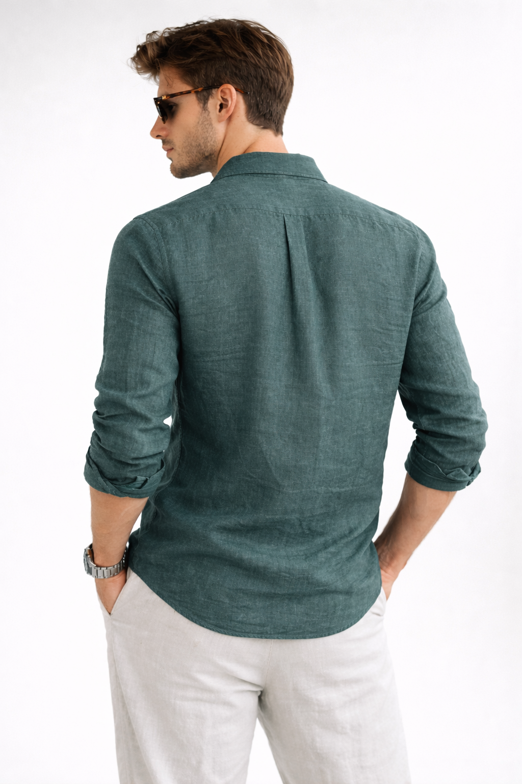 Mint Green Pure Linen Shirting Fabric – 60 Lea